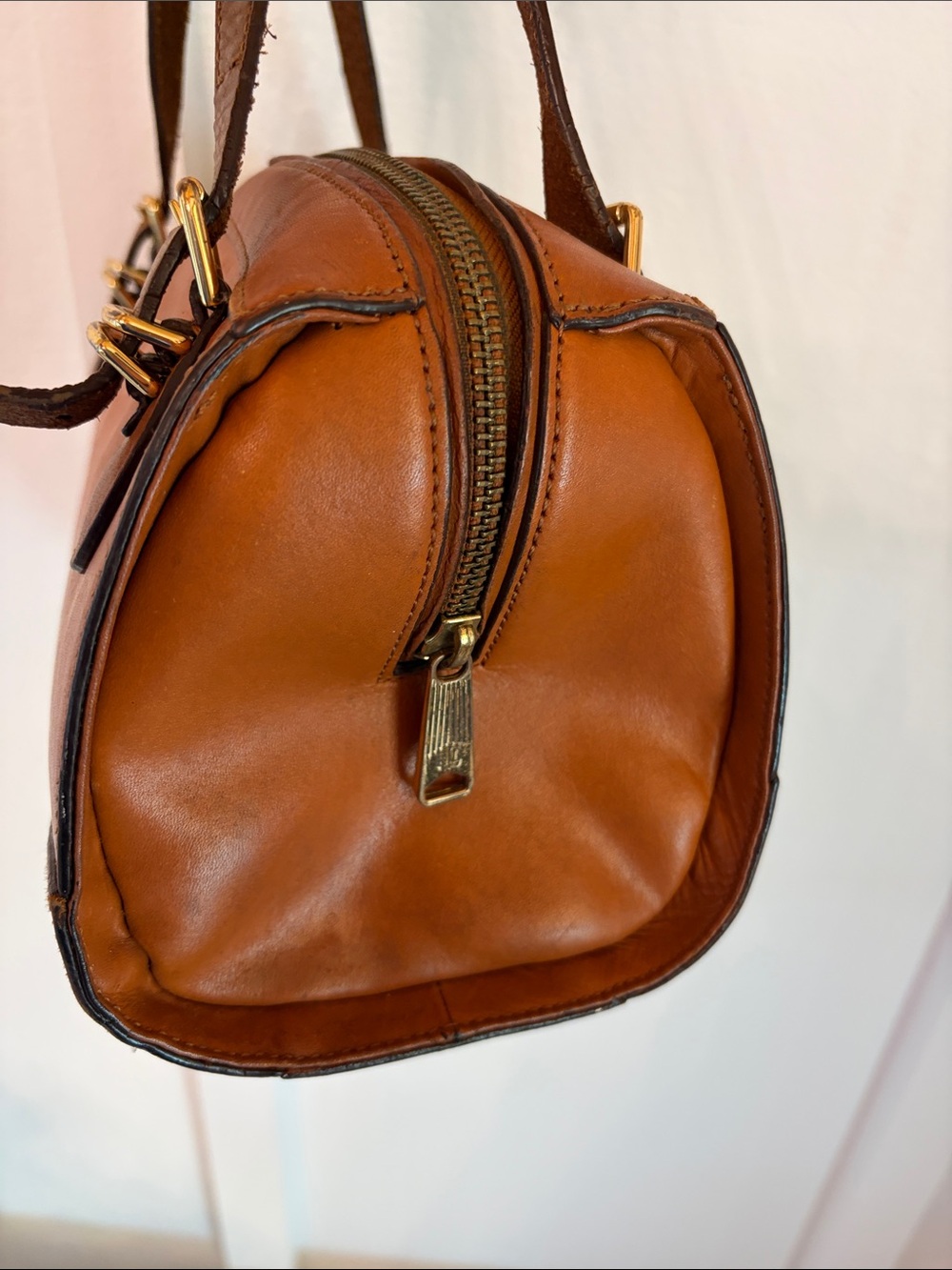๐ VINTAGE ๐ Ralph Lauren ๐ Tan Leather Satchel Handbag - Picture 3 of 6